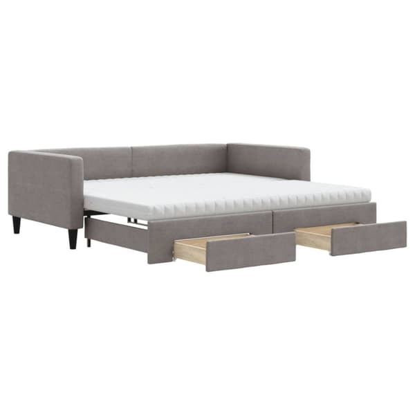 vidaXL Dagbädd utdragbar med lådor taupe 100x200 cm tyg