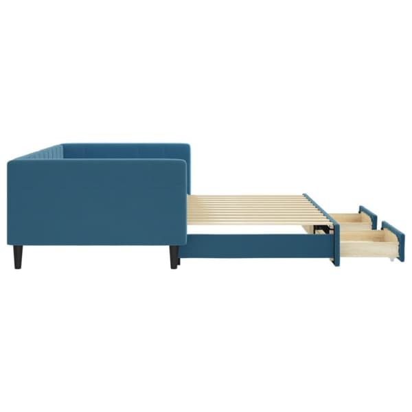 vidaXL daybed med udtræk og skuffer 100x200 cm velour blå