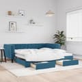 Miniatyrbillede 11 af 11: vidaXL daybed med udtræk og skuffer 100x200 cm velour blå