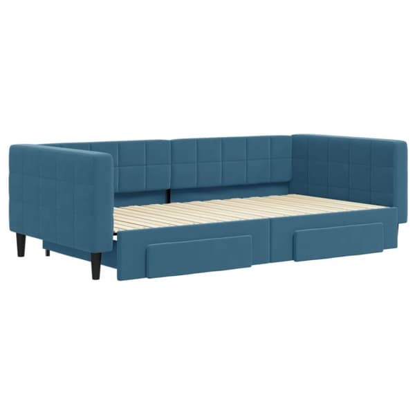 vidaXL daybed med udtræk og skuffer 100x200 cm velour blå