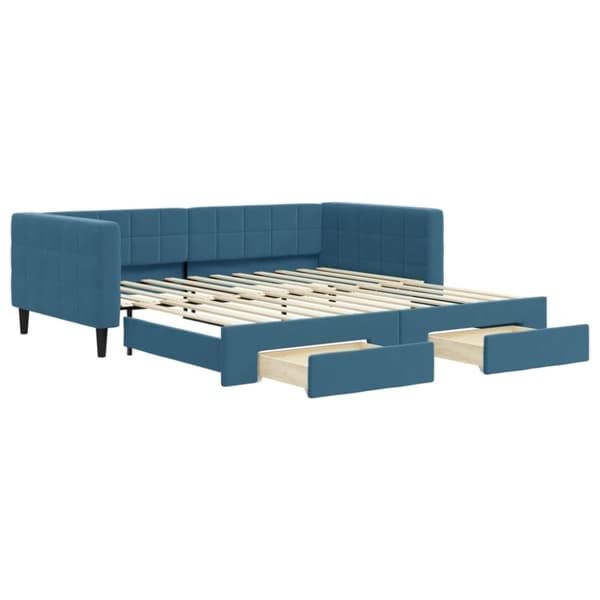 vidaXL daybed med udtræk og skuffer 100x200 cm velour blå