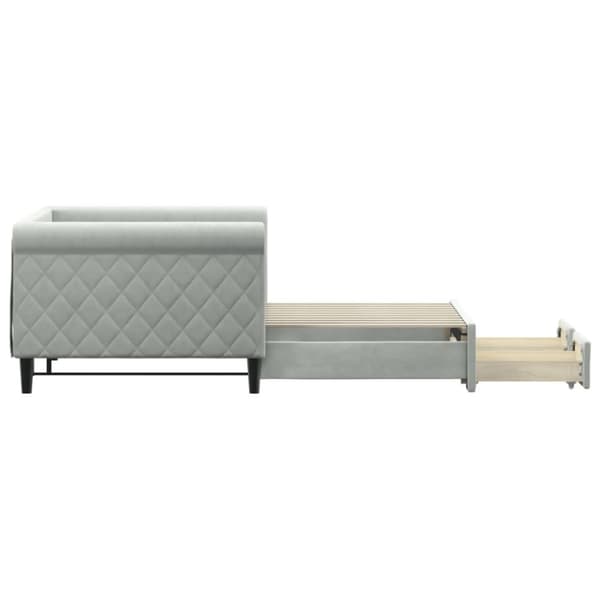 vidaXL daybed med udtræk og skuffer 90x190 cm velour lysegrå