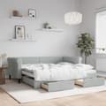 Miniatyrbillede 11 af 11: vidaXL daybed med udtræk og skuffer 90x190 cm velour lysegrå