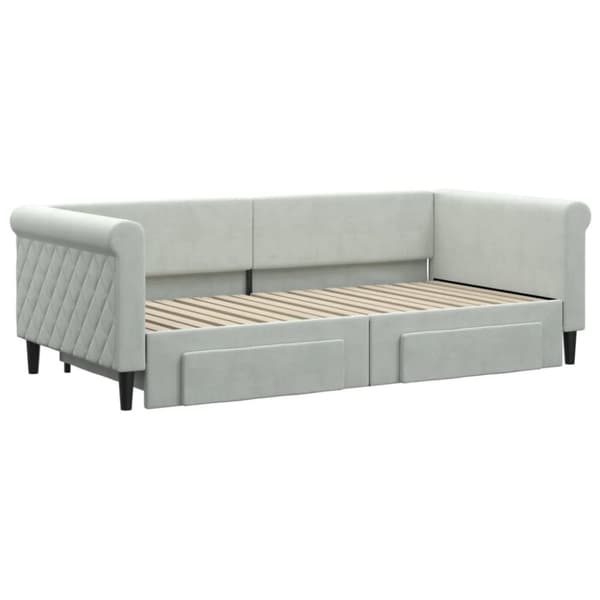 vidaXL daybed med udtræk og skuffer 90x190 cm velour lysegrå