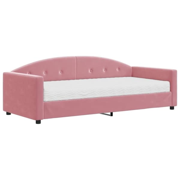 vidaXL Dagbädd med madrass rosa 90x200 cm sammet