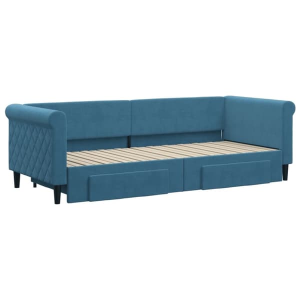 vidaXL Dagbädd utdragbar med lådor blå 80x200 cm sammet