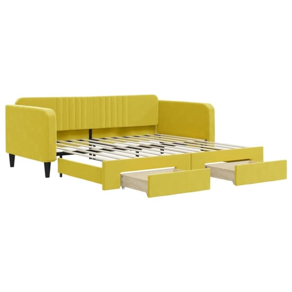 vidaXL Dagbädd utdragbar med lådor gul 100x200 cm sammet