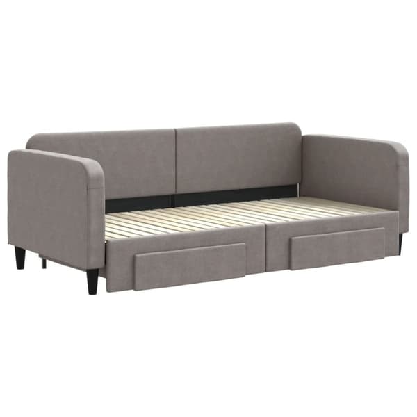 vidaXL Dagbädd utdragbar med lådor taupe 90x200 cm tyg