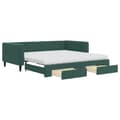 Miniatyrbillede 1 af 11: vidaXL daybed med udtræk og skuffer 100x200 cm velour mørkegrøn