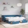 Miniatyrbillede 11 af 11: vidaXL daybed med udtræk og skuffer 90x200 cm velour blå