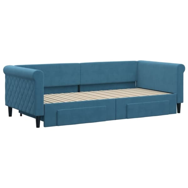 vidaXL daybed med udtræk og skuffer 90x200 cm velour blå