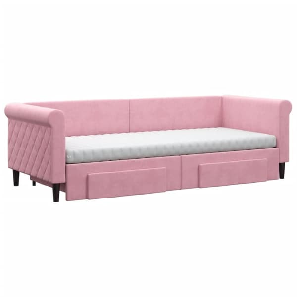 vidaXL Dagbädd utdragbar med lådor rosa 80x200 cm sammet