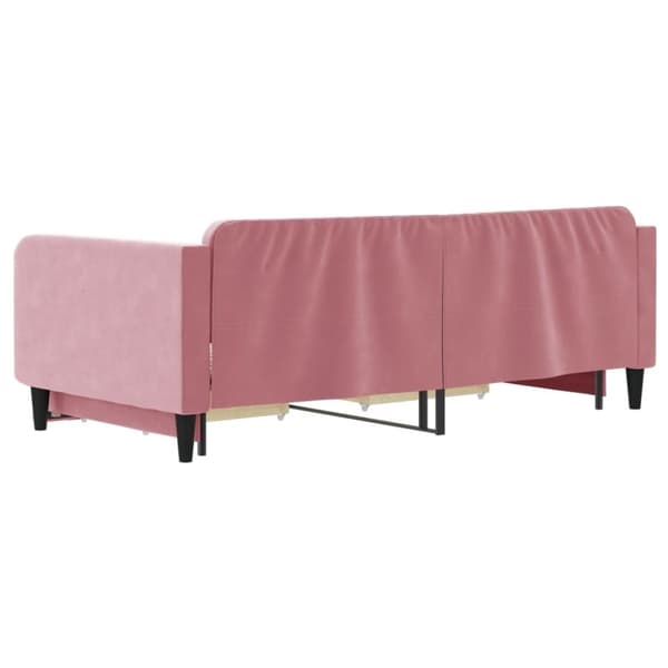 vidaXL daybed med udtræk og skuffer 100x200 cm velour lyserød