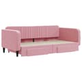Miniatyrbillede 2 af 11: vidaXL daybed med udtræk og skuffer 100x200 cm velour lyserød