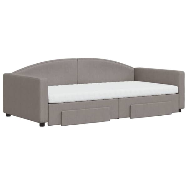 vidaXL Dagbädd utdragbar med lådor taupe 100x200 cm tyg