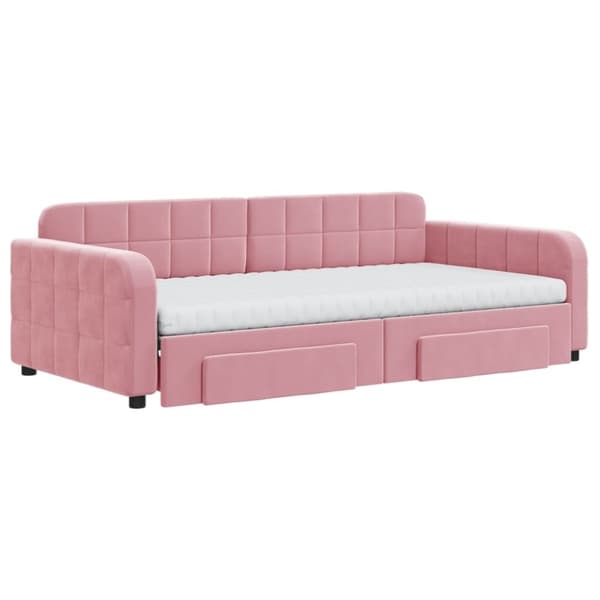 vidaXL Dagbädd utdragbar med lådor rosa 100x200 cm sammet