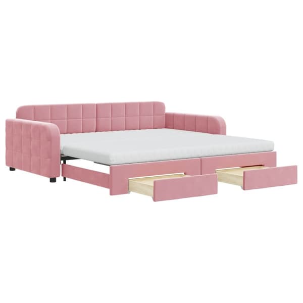 vidaXL Dagbädd utdragbar med lådor rosa 100x200 cm sammet