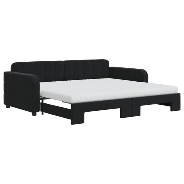 vidaXL Dagbädd utdragbar med madrasser svart 90x190 cm sammet