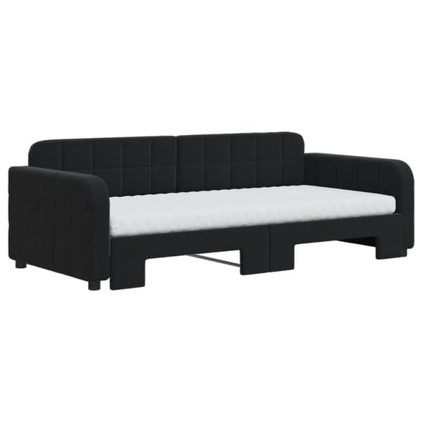 vidaXL Dagbädd utdragbar med madrasser svart 90x190 cm sammet