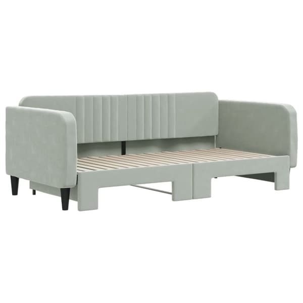 vidaXL Dagbädd utdragbar ljusgrå 90x190 cm sammet