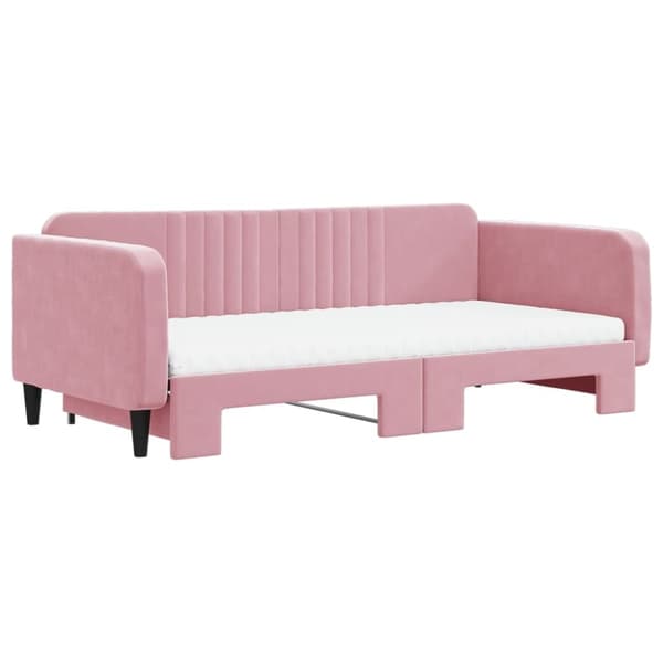 vidaXL Dagbädd utdragbar och madrasser rosa 100x200 cm sammet