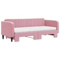 Miniatyrbild 3 av 11: vidaXL Dagbädd utdragbar med madrasser rosa 80x200 cm sammet