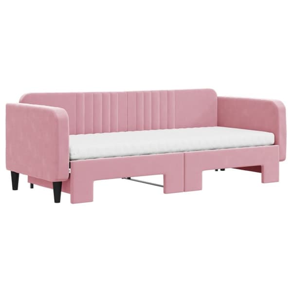 vidaXL Dagbädd utdragbar med madrasser rosa 80x200 cm sammet