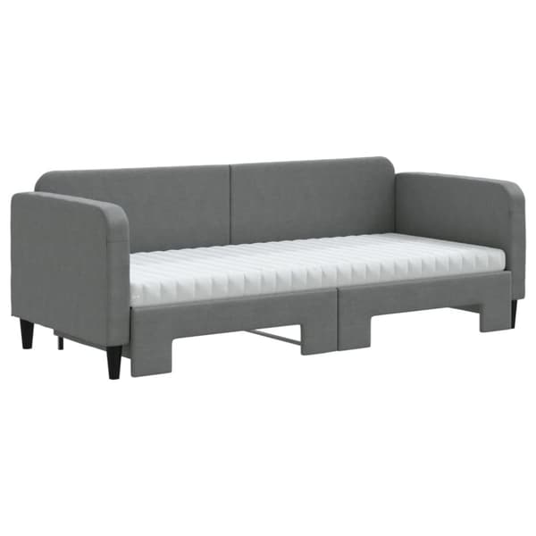 vidaXL Dagbädd med madrasser utdragbar mörkgrå 80x200 cm tyg