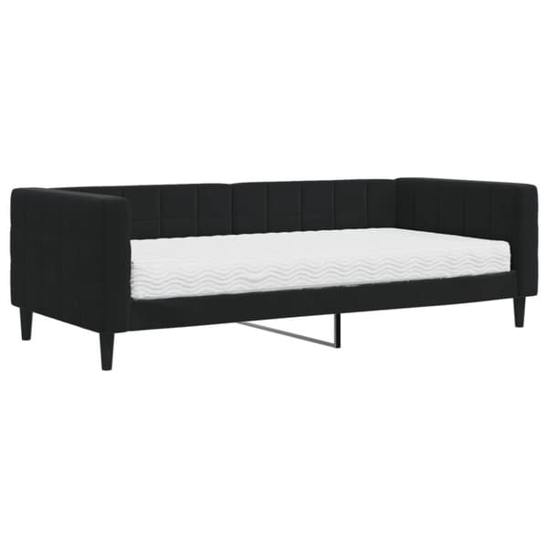 vidaXL Dagbädd med madrass svart 90x200 cm sammet
