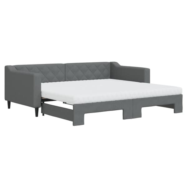 vidaXL Dagbädd med extrabädd och madrasser mörkgrå 90x190 cm tyg