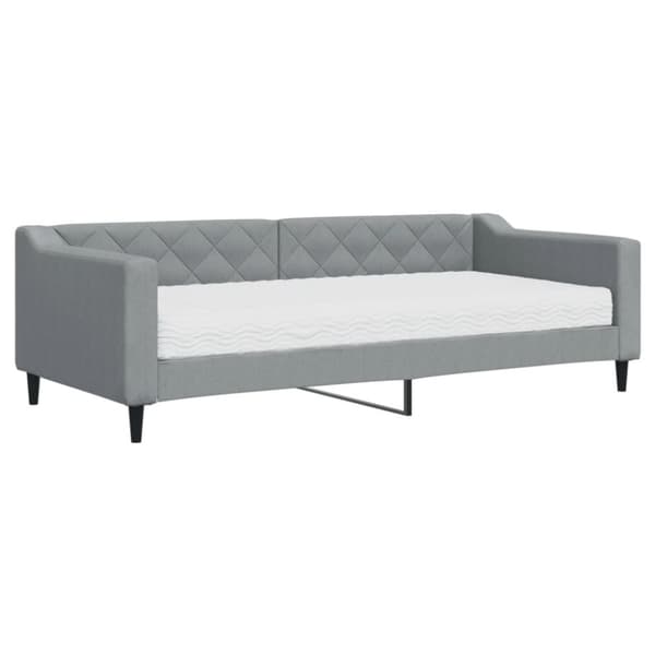 vidaXL Dagbädd med madrass ljusgrå 90x200 cm tyg