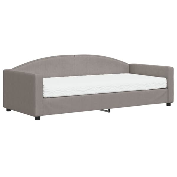 vidaXL Dagbädd med madrass taupe 90x200 cm tyg