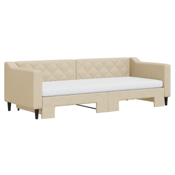 vidaXL Dagbädd med madrasser utdragbar gräddvit 80x200 cm tyg