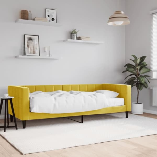 vidaXL Dagbädd med madrass gul 80x200 cm sammet