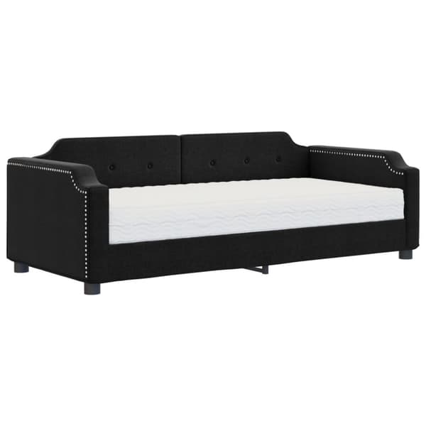 vidaXL Dagbädd med madrass svart 90x190 cm tyg