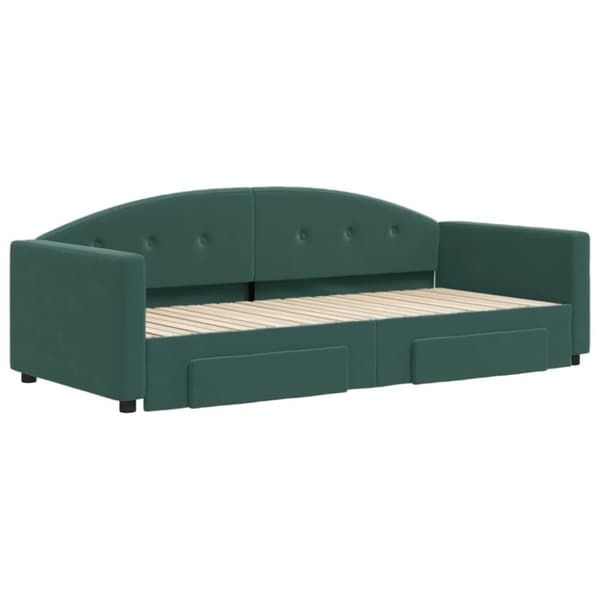 vidaXL Dagbädd utdragbar med lådor mörkgrön 90x200 cm sammet