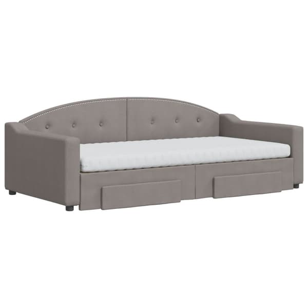 vidaXL Dagbädd utdragbar med lådor taupe 100x200 cm tyg