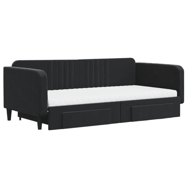 vidaXL Dagbädd utdragbar med lådor svart 100x200 cm sammet