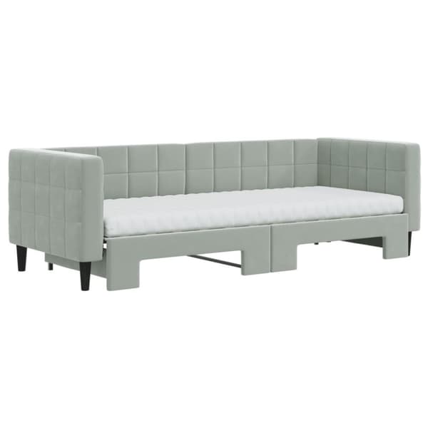 vidaXL Dagbädd med madrasser utdragbar ljusgrå 80x200 cm sammet