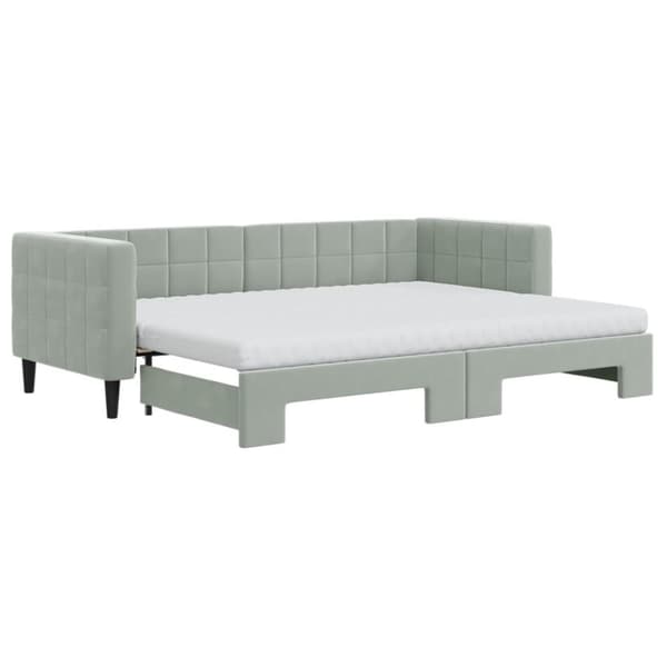 vidaXL Dagbädd med madrasser utdragbar ljusgrå 80x200 cm sammet