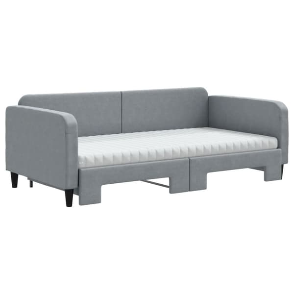 vidaXL Dagbädd med extrabädd och madrasser ljusgrå 100x200 cm tyg