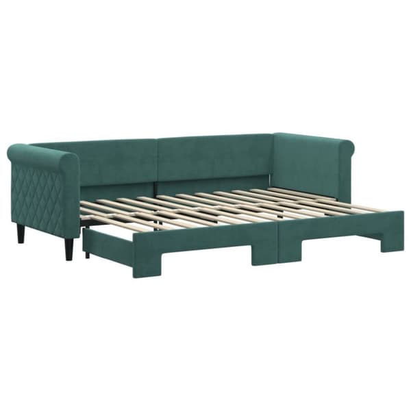 vidaXL Dagbädd utdragbar mörkgrön 80x200 cm sammet