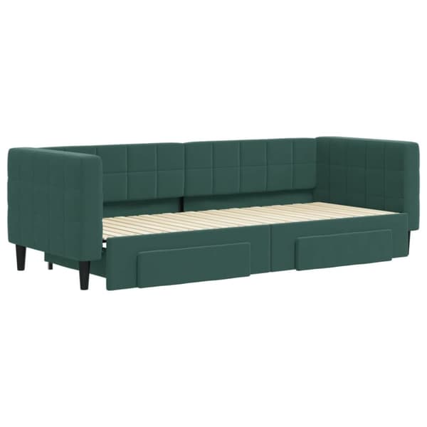 vidaXL Dagbädd utdragbar med lådor mörkgrön 80x200 cm sammet