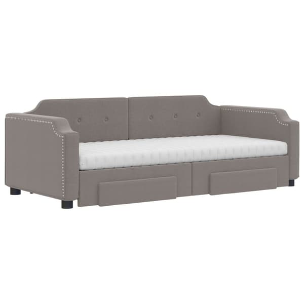 vidaXL Dagbädd utdragbar med lådor taupe 100x200 cm tyg