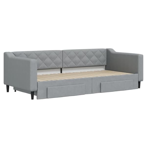vidaXL Dagbädd utdragbar med lådor ljusgrå 90x200 cm tyg