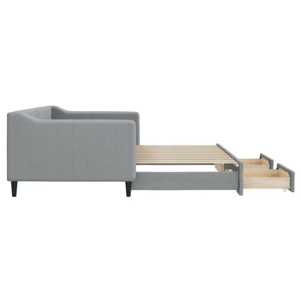 vidaXL Dagbädd utdragbar med lådor ljusgrå 90x200 cm tyg