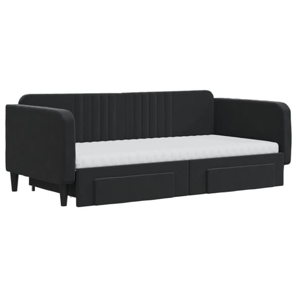 vidaXL Dagbädd utdragbar med lådor svart 90x190 cm sammet