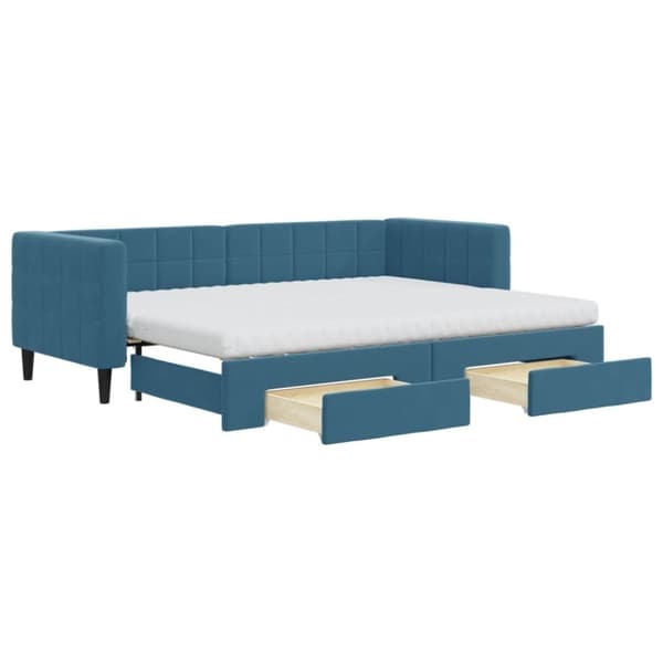 vidaXL daybed med udtræk og skuffer 80x200 cm stof blå