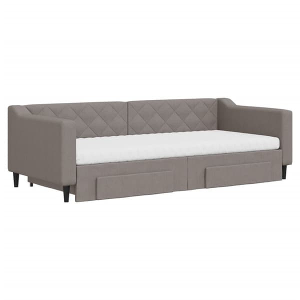 vidaXL daybed med udtræk og skuffer 90x200 cm stof gråbrun