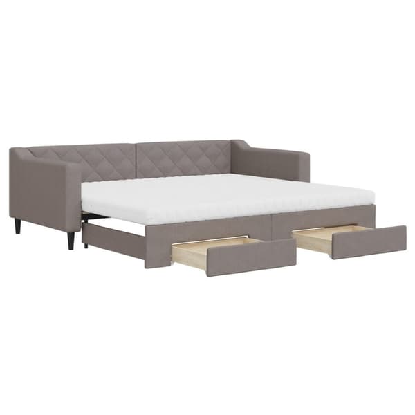 vidaXL daybed med udtræk og skuffer 90x200 cm stof gråbrun